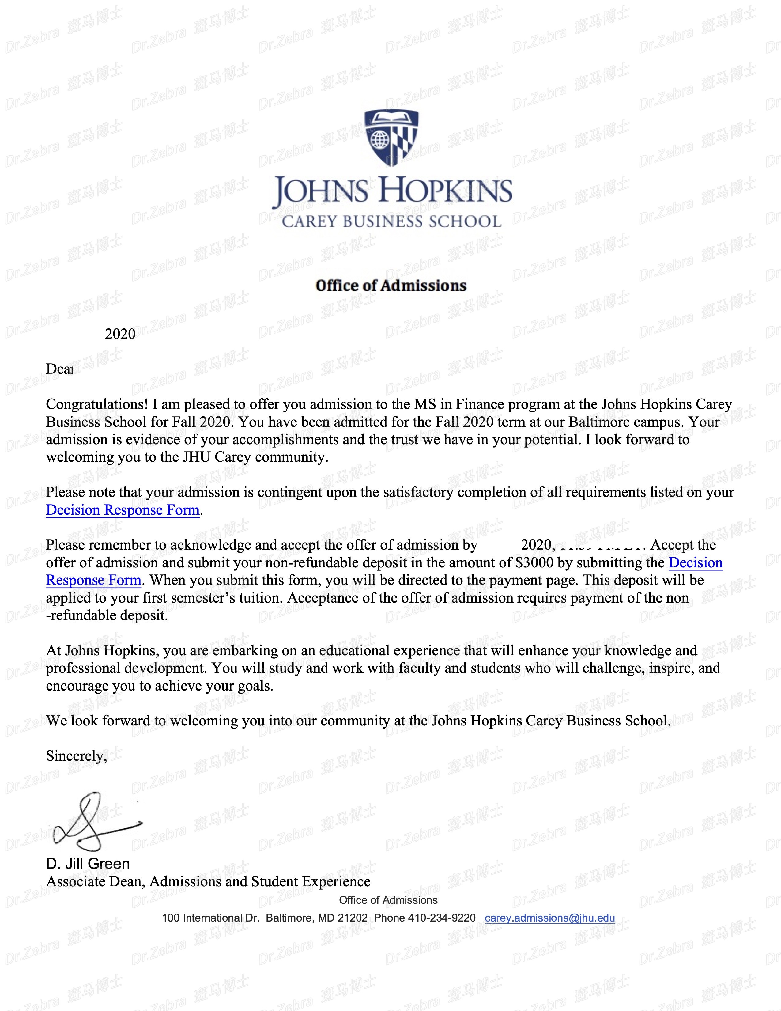 斑马博士、斑马博士留学中心、Johns Hopkins University、JHU、MS Finance 、约翰霍普金斯大学、金融硕士