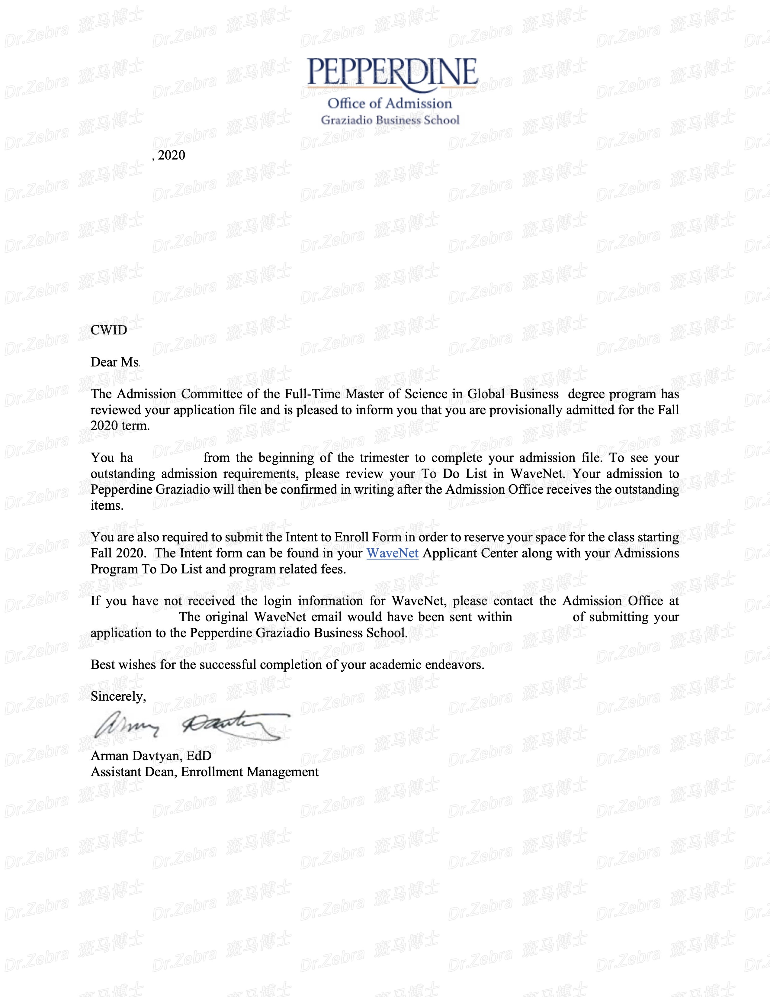 斑马博士、斑马博士留学中心、佩伯代因、Pepperdine University 、PPD、Master of Science in Global Business 、国际商务硕士