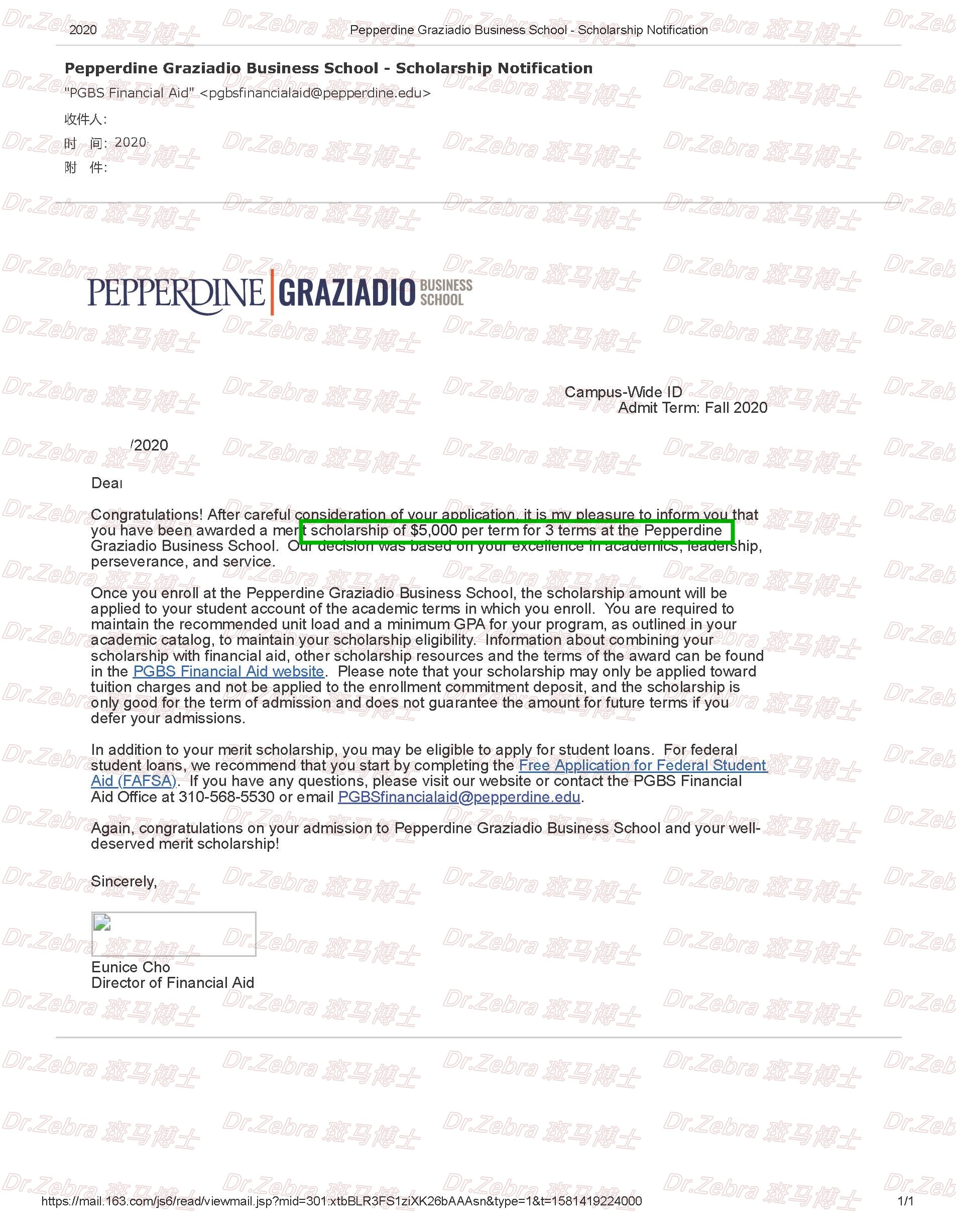 斑马博士、斑马博士留学中心、佩伯代因大学、Pepperdine University 、PPD、Master of Science in Global Business 、国际商务硕士、15000美金奖学金