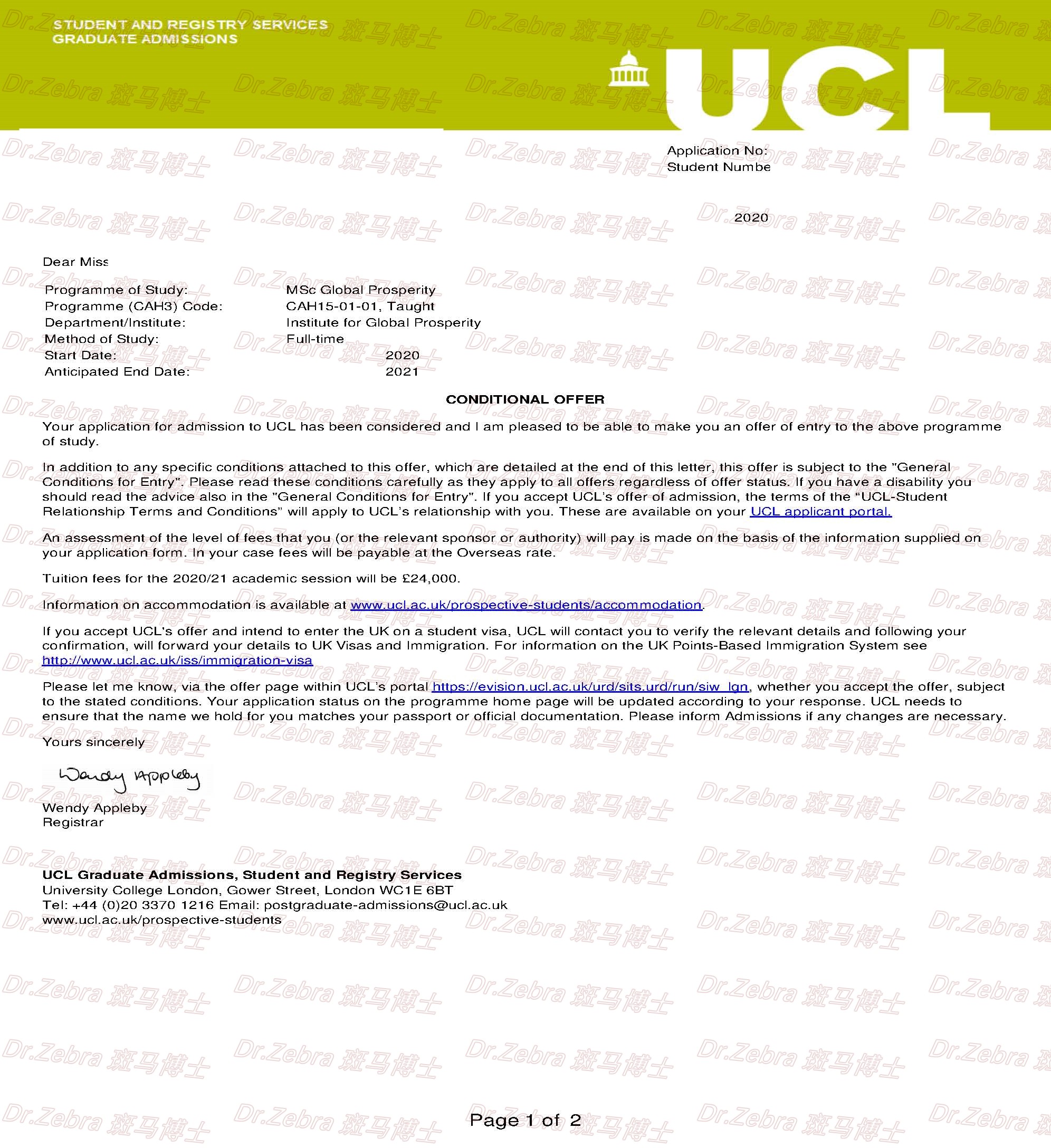 斑马博士、斑马博士留学中心、伦敦大学学院、 University College London、UCL、MSc Global Prosperity 、全球繁荣硕士