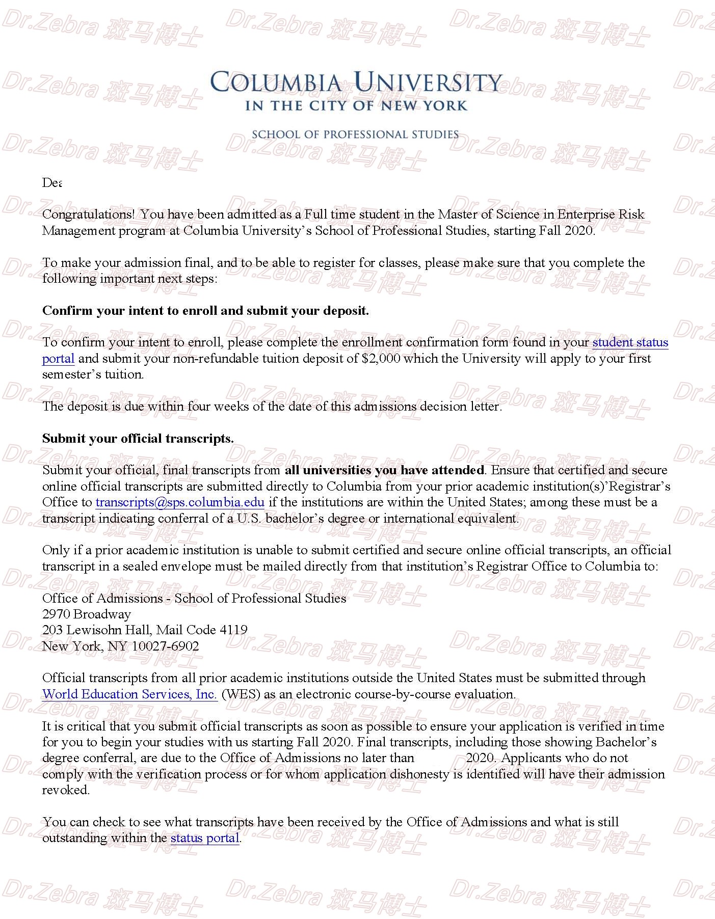 斑马博士留学中心、斑马博士、Columbia University、 MS Enterprise Risk Management、哥伦比亚大学、企业风险管理学硕士 斑马博士留学中心、斑马博士、Columbia University、 MS Enterprise Risk Management、哥伦比亚大学、企业风险管理学硕士