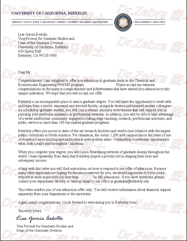 斑马博士、加州大学伯克利分校、University of California, Berkeley 、UCB、MS Chemical and Biomolecular Engineering 斑马博士、加州大学伯克利分校、University of California, Berkeley 、UCB、MS Chemical and Biomolecular Engineering