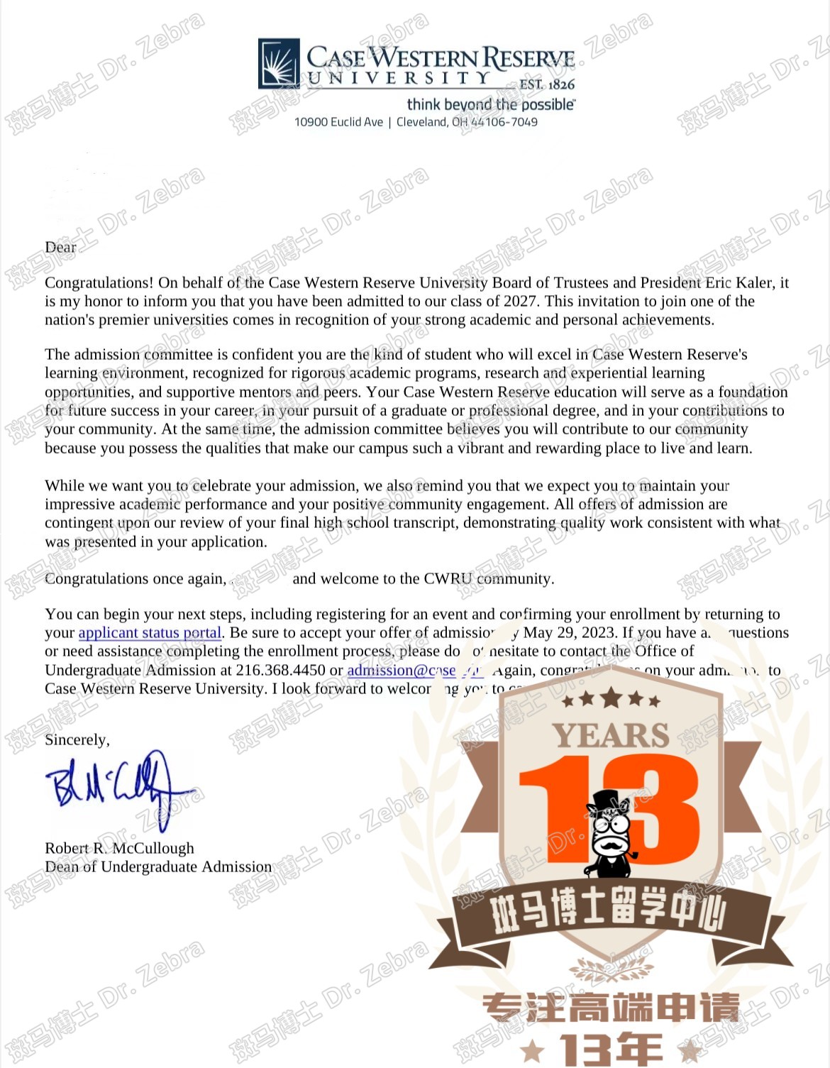 斑马博士，斑马博士留学中心，凯斯西储大学， Case Western Reserve University（CWRU），Undergraduate program Psychology，心理学本科