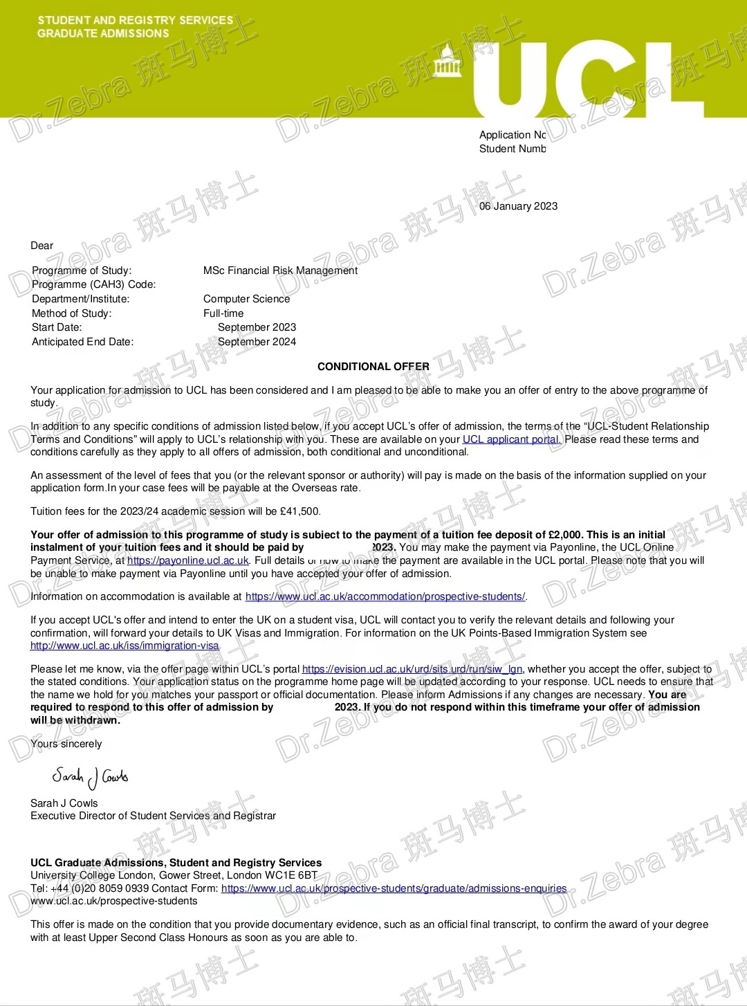 斑马博士、斑马博士留学中心、伦敦大学学院、University College London 、UCL、 MSc Financial Risk Management、金融风险管理硕士