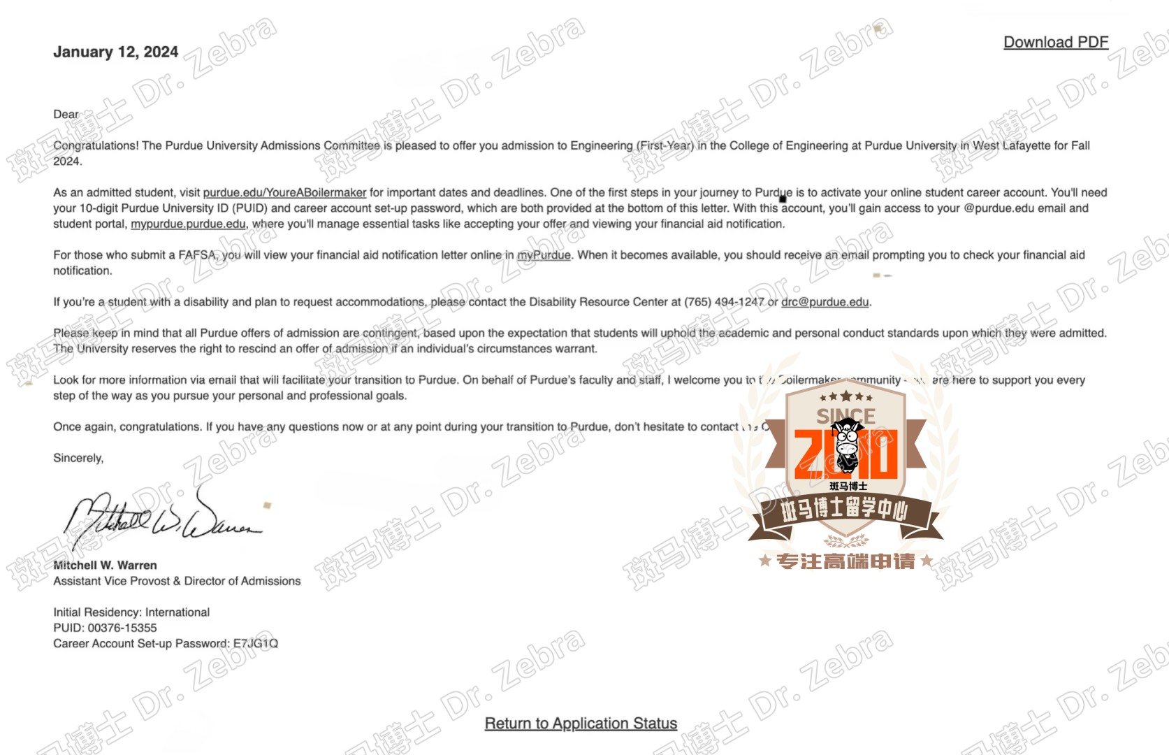 Purdue University工学院本科录取! Purdue University工学院本科录取!