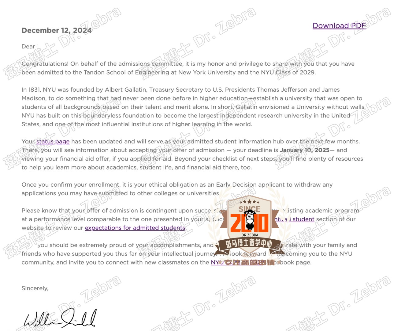 New York University Tandon工学院本科录取! New York University Tandon工学院本科录取!