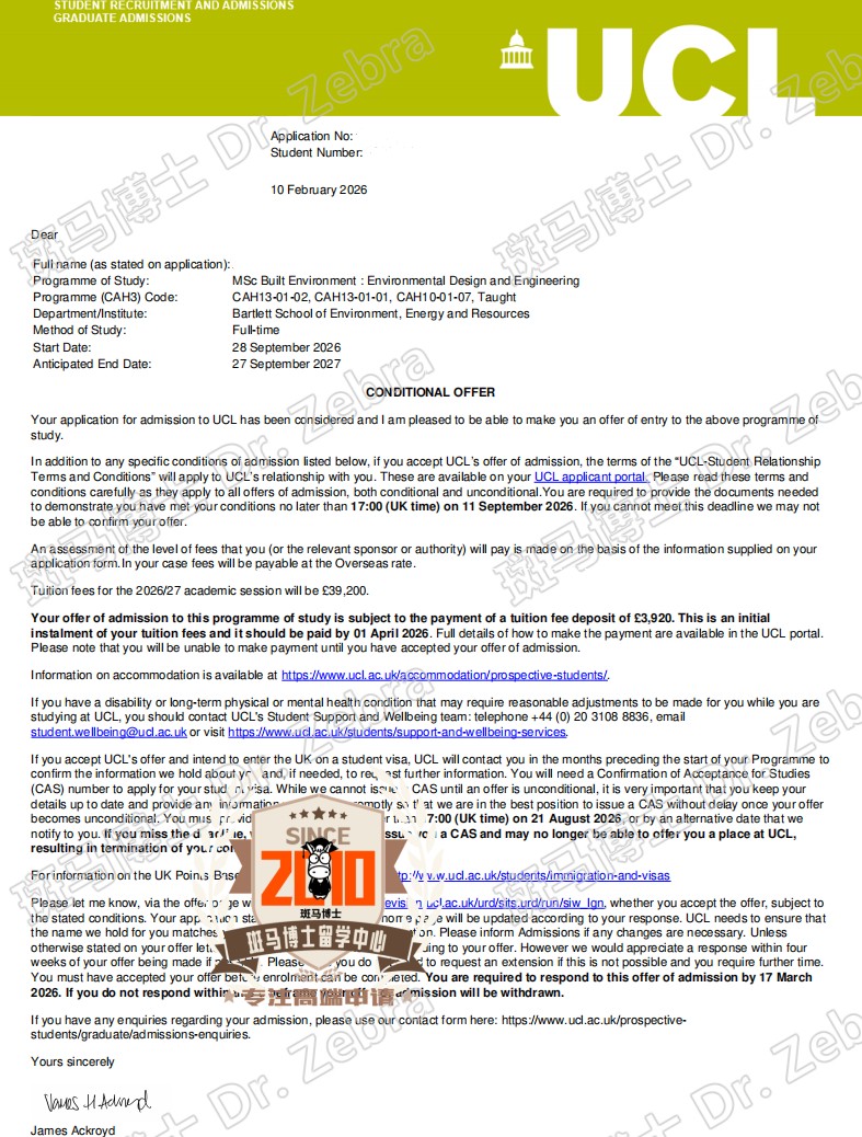 UCL MSc Built Environment: Environmental Design and Engineering 硕士录取！