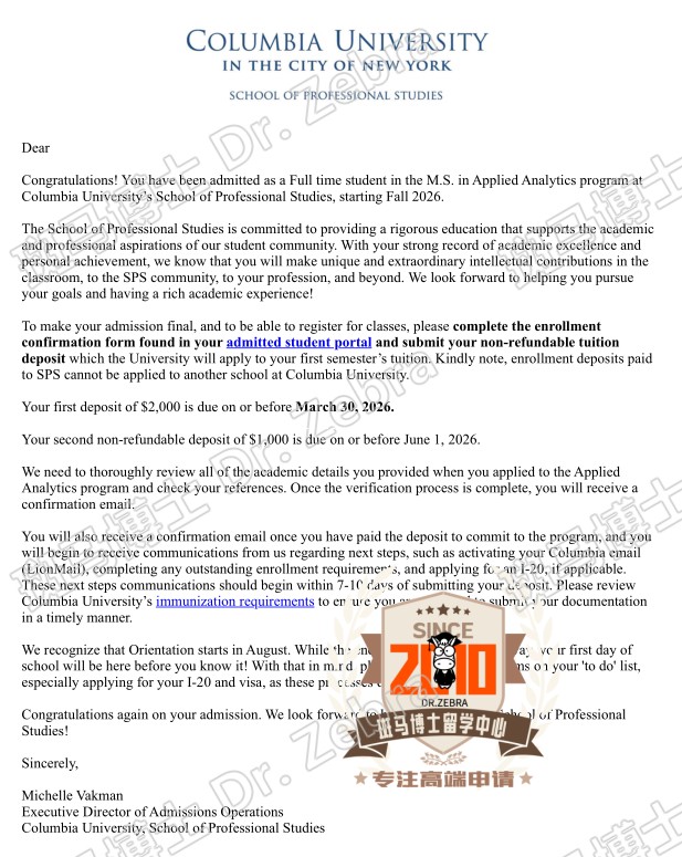 Columbia University MS in Applied Analytics硕士录取！