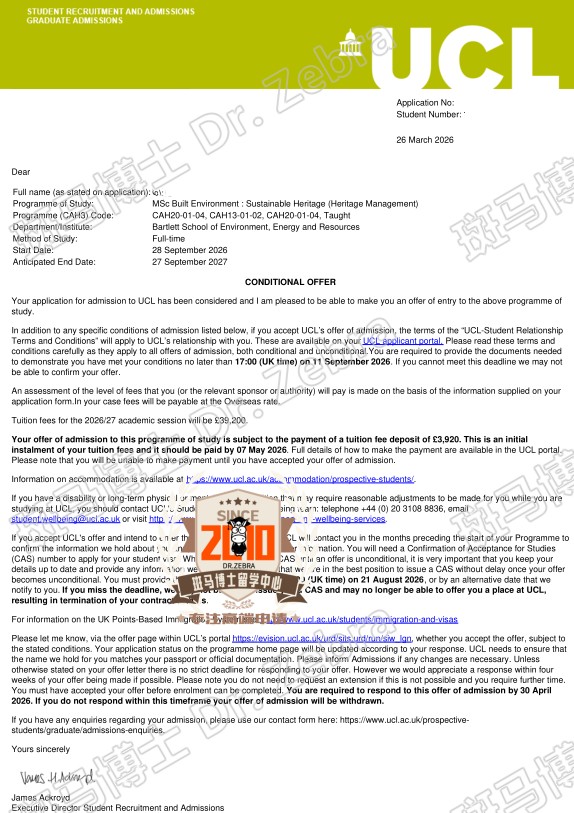 UCL Built Environment: Sustainable Heritage （BESH）(Heritage Management) MSc硕士录取！